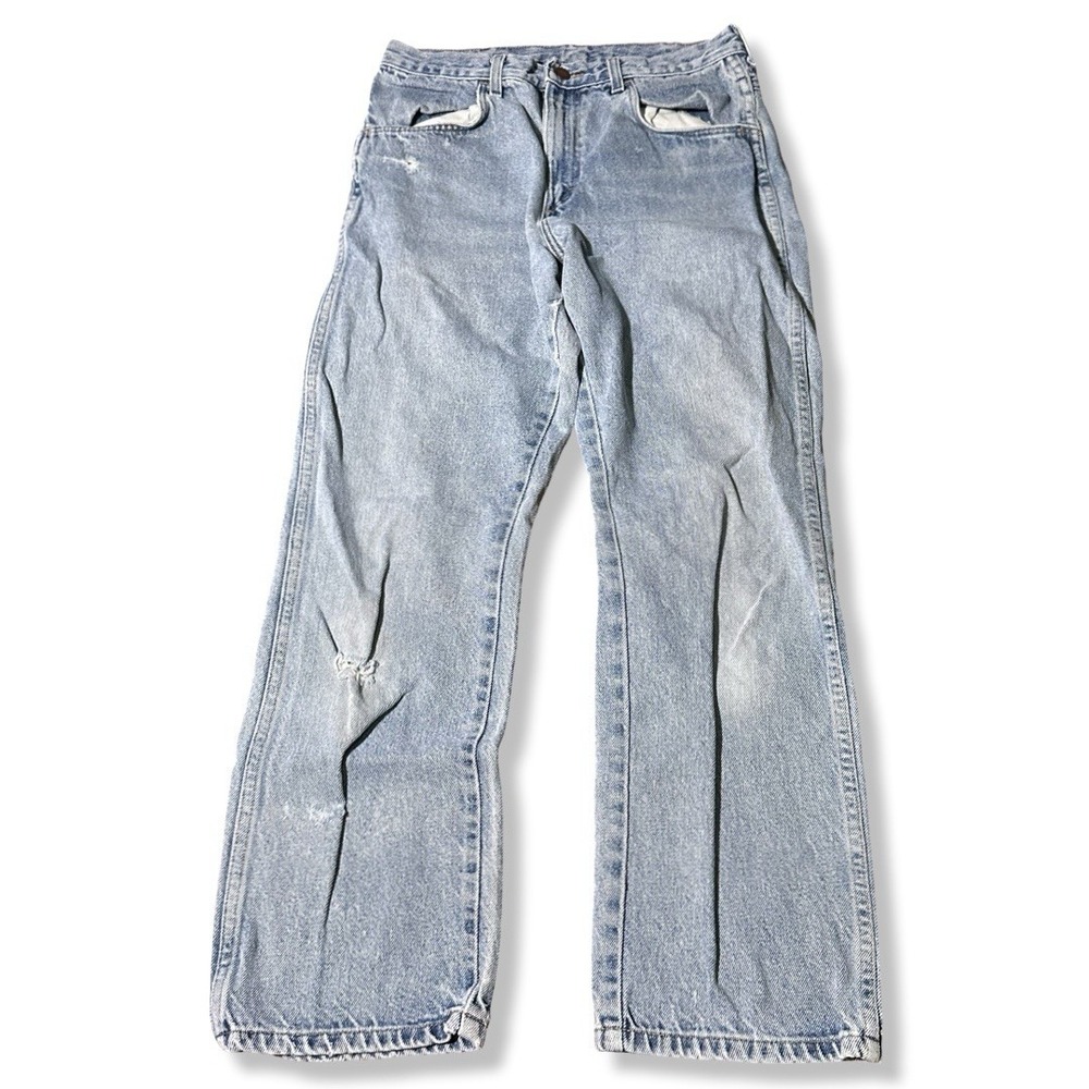 Rustler Jeans Mens Sz 28x28 VTG 100% Denim Light Wash Normcore Workcore Durable